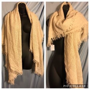 Open Weave Square Ivory Scarf